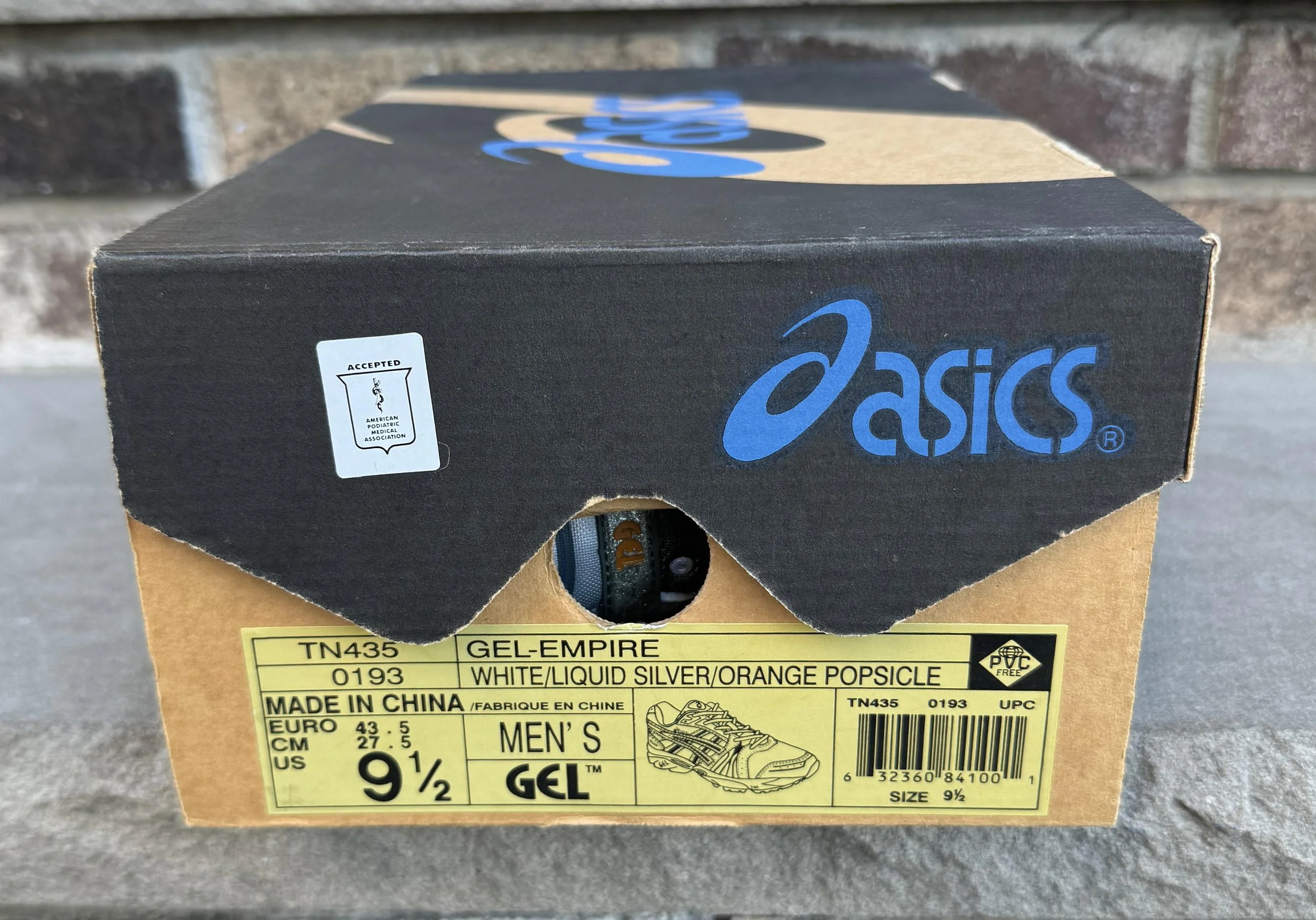 アンクルサム　メッセージドール Asics Gel Empire White / Liquid Silver / Orange Popsicle (Size 9.5